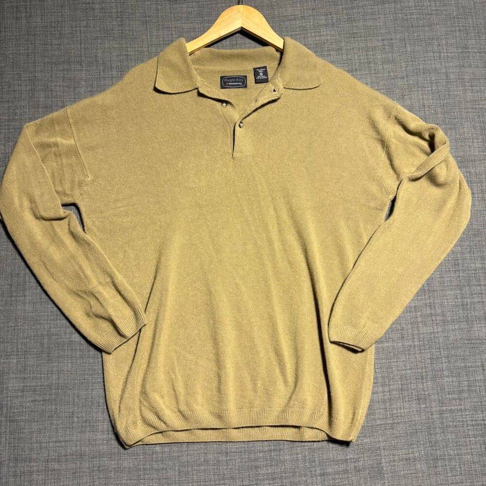 Mens Vintage Bugle Boy Exclusive Olive Green Acrylic Comfort Cozy Sweater Size M